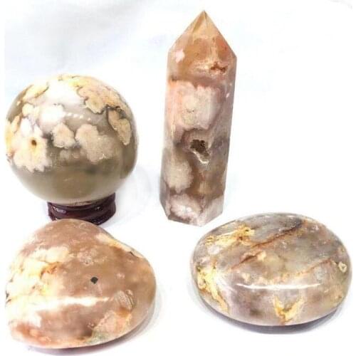 Natural gemstone cherry blossom agate crystal set healing stones for fengshui