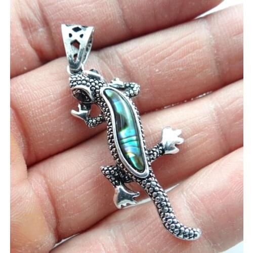 Wholesale Natural stone Abalone Shell gecko Beads charm Pendant for diy Jewelry making necklace Accessories