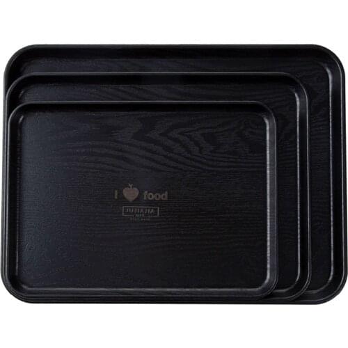 Imitation Wood Serving Tray Bread Dessert Plate Dish Cake Dinnerware Food Tea Plastic Plates Fruit Saucer Kitchen Dinner Plate