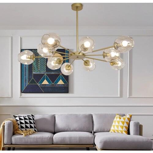 Postmodern Led Glass Ball Chandelier Living Room Villa Creative Interior Molecular Chandelier Kitchen Bedroom Lighting Fixtures