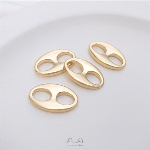 14K Gold Filled Double hole pig nose oval connector DIY bracelet necklace earring clasp pendant accessories