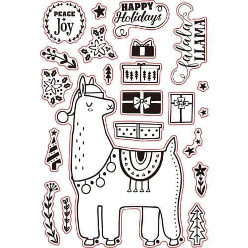 Festive Llama Transparent Clear Silicone Stamp/Seal for DIY ScrapbookingPhoto Album Decorative Cards Making Clear Stamps 4x6in