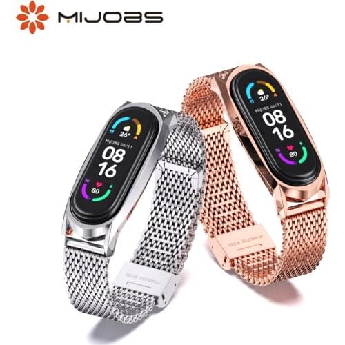 Strap For Mi Band 6 5 4 3 Metal Mi Band 6 Strap for Xiaomi Bracelet Miband 5 Correa Wristbands Pulseira Global Version