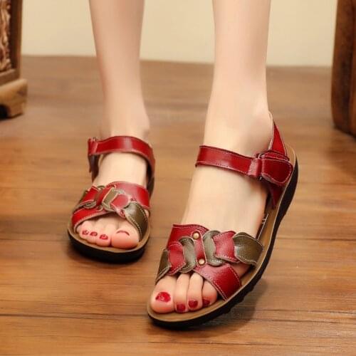 Casual Genuine Leather Sandals Women Wedge Sandals Platform Summer Shoes Ladies Sandalias Beach Shoes Chaussures Femme Size 43