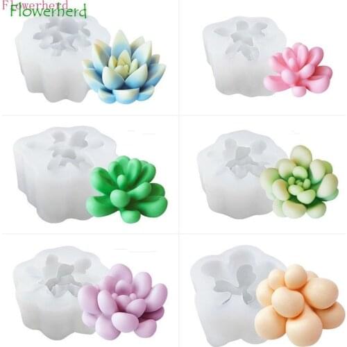 Succulent Plants Cake Silicone Mold 3d Succulent Candle Molds Fondant Cake Decorating Tools DIY Handmade Soap Mould Flower