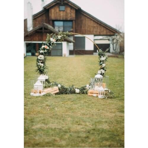 Wedding Backdrop House and Row of Flowers Background Celebration Photo Booth Studio Decor