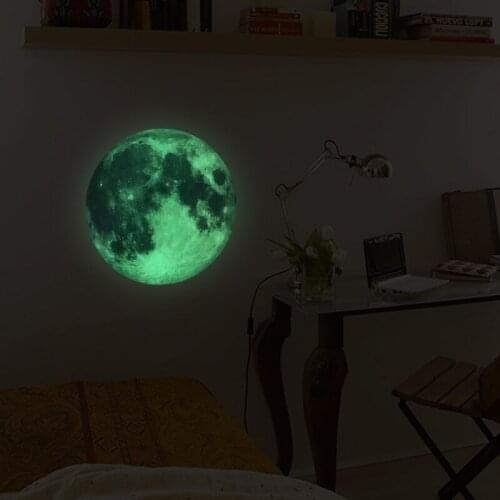 30cm Luminous Moon Earth Cartoon DIY 3D Wall Stickers for Kids Room Bedroom Glow In The Dark Wall Sticker Home Decor Living Room