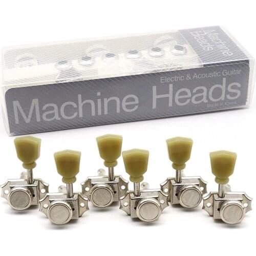 1set 3L3R Vintage Style Guitar Locking Tuners jade Guitar Tuning Pegs Machine Heads for Les Paul SG Guitar Silver Nickel