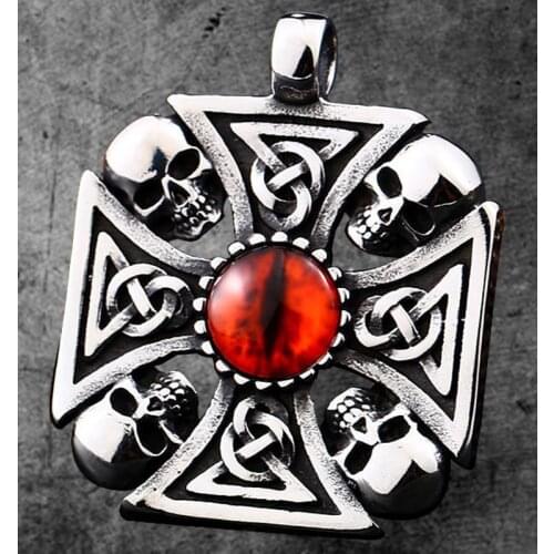 Vintage 316L Stainless Steel Skull Wolf Eye Pendant Man Punk Jewelry Viking-Celtic Animal Eyes Pendants Product Boys Gift