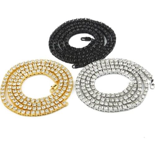 Vintage Three Colors Bling Full Rhinestone Long Chains Sets Women Men Charm Hip Hop Jewelry Gifts Necklaces for Men