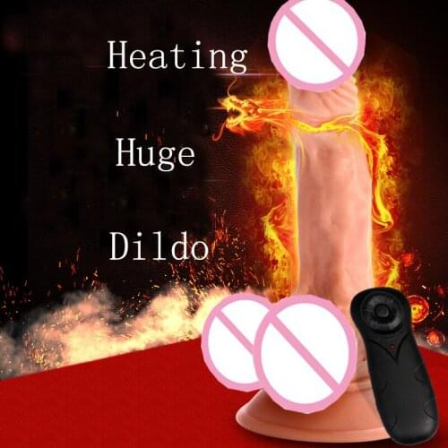 Waterproof Heated Huge Dildo With Vibrator Vibrating Penis Dildos Suction Cup Realistic Dick Cock Sex Toys For Women