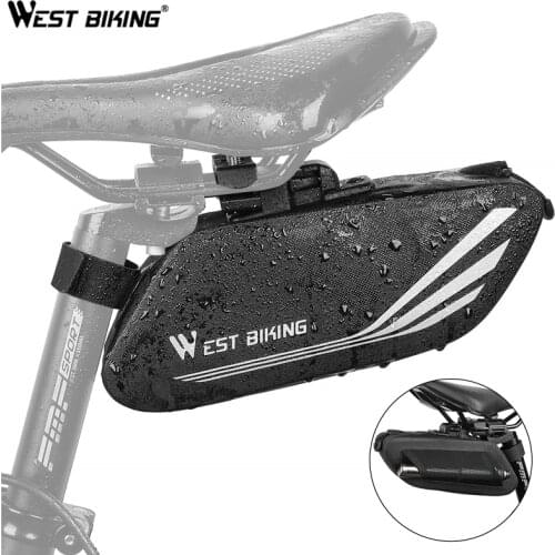 WEST BIKING Saddle Bag For Cycling Bicycle Bag Rainproof Reflective MTB Bike Storage Tool Rear Bag Cycling Tail Seatpost Bag