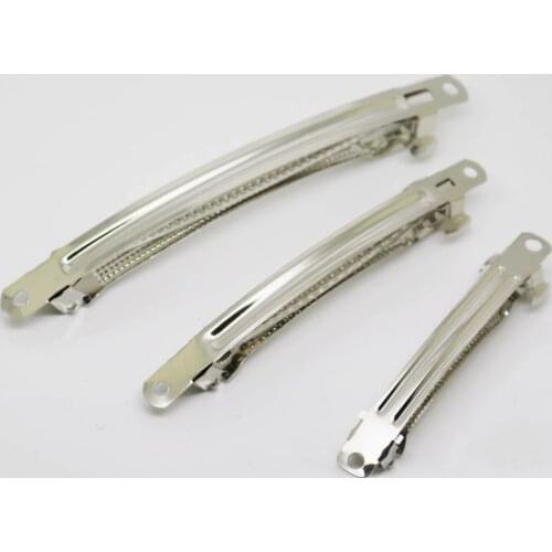 French Barrette Style Spring Hair Clips Automatic Clip Blank Width Rhodium Bow Hairpin Supplies For DIY crafts Jewelry Making