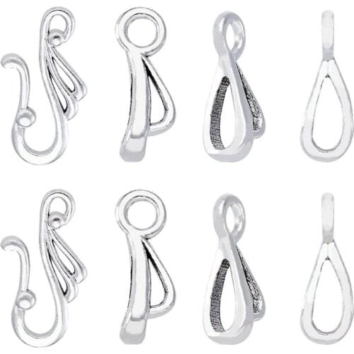 20 pcs Tibetan Style Wing Hook and Eye Clasps Antique Silver Color For Bracelet Necklace Connectors Clasp Jewelry Accessories