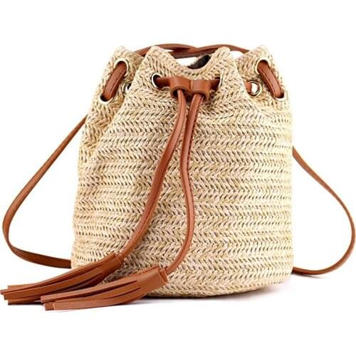 Shoulder Bag Ladies Fabric Summer Beach Bags With Tassels Weaving Crossbody Bag Women Weaving Money Bank Knitted Beach Handbag