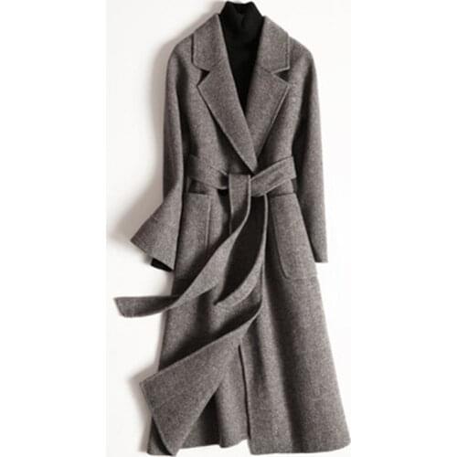 Female Vintage Jacket Woman Spring 2019 Real Wool Coat Female Double-side Woolen Coats Korean Long Coat Abrigo Mujer 851