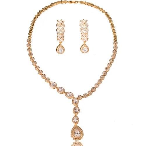 LAN PALACE new copper alloy 3A cubic zirconia earrings and necklace jewellery sets for women Daily wear free shipping