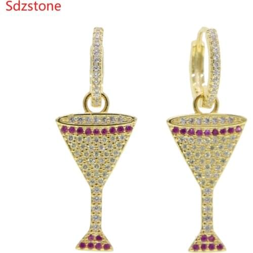 Womens Jewelry Drop Dangle Earringr Rainbow Cz Wine Glass Long Earrings For Women Dropshipping