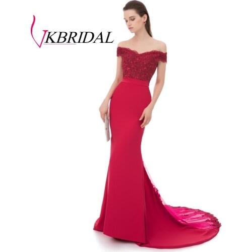 VKBRIDAL Robe De Soiree Red Mermaid Long Evening Dress Party 2019 Elegant Vestido de Festa Longo Formal Prom Gown