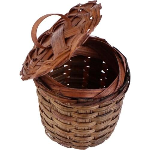 1:12 Dollhouse Miniature Weven Bamboe Mand Plantaardige Mand Model Speelgoed Doll House Furniture Toys