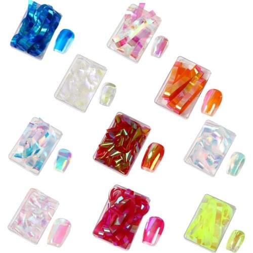 1box Nail Art Aurora Ice Cube Cellophane Sticker Colorful Highlighting Candy Paper Foils Nail Flakies DIY Nail Art Decoration