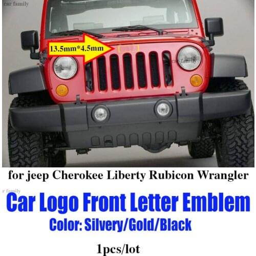 1pcs Car Accessorie for Cherokee Liberty Rubicon Wrangler Front Head Emblem Covers Hood Badge Sticker Metal Letter Covers