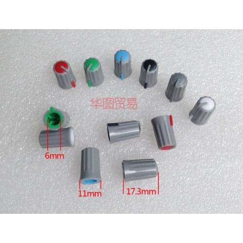 10pcs half-axis potentiometer fader knob cap / mixer plastic cap Rotary half handle 270 degree D 6mm / black gray red blue white