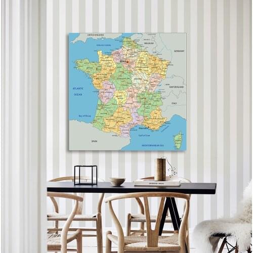 150*150 Cm The France Political Map Non-woven Canvas Painting Wall Poster Living Room Home Decoration School Supplies In French