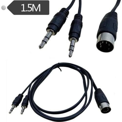 2 * 3.5 dual audio plug to MIDI 5 core adapter cable audio output MIDI5 core DIN5P 1.5 meters