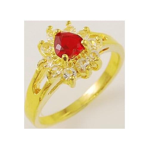 2015 Most Romantic 24k Gold Cover Rings Wedding Romantic Rings With Red And White Zircon For Women Free Shipping