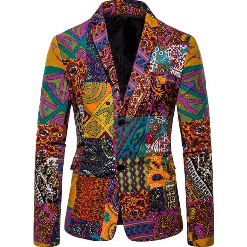 2019 New Fashion Men Casual Print Blazer Men Casual Suits Fit Blazers