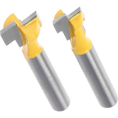 203F 2 Pcs 1/4'' Shank Yellow T-Slot Cutter Router Bit Set for 3/8'' & 1/2'' Hex Bolt