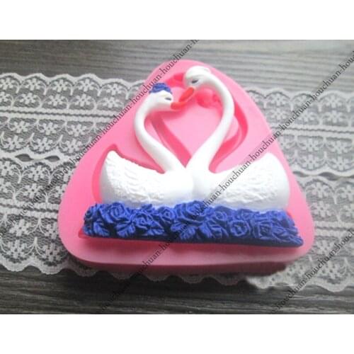 3D Love Wedding Swan Rose Flower Shapes Fondant Mold Food Grade Silicone Cake Mold for Kitchen Baking Decoration and Tool