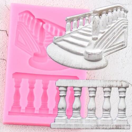 3D Staicase Railing Border Silicone Molds DIY Cake Decorating Fondant Mold Cake Baking Candy Clay Chocolate Gumpaste Moulds