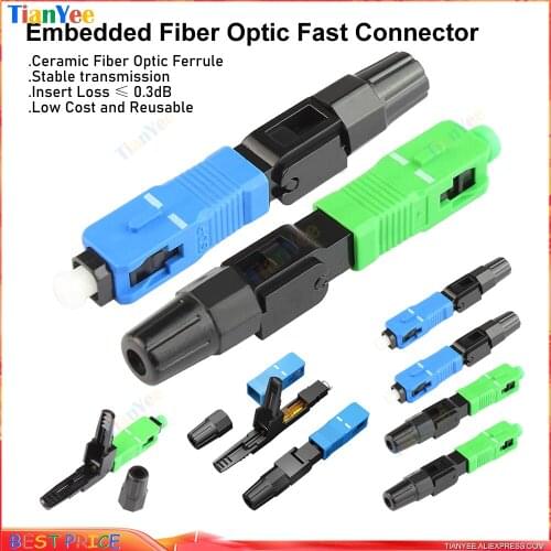 10pcs/Lot High Quality 50PCS SC APC fiber optic SC UPC Single-mode Fast connector SC APC FTTH Fiber Optic quick Connector