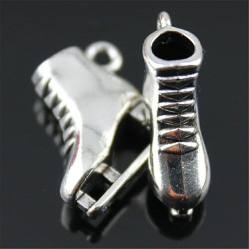 6pcs 3 Colors Antique Bronze, Antique Silver Color, Antique Gold 3D Shoe Charms Skates Pendant Charms 3D Skates Charms 21x18x6mm