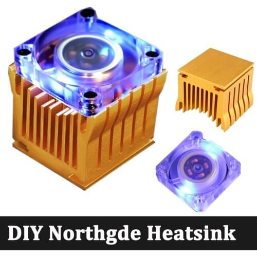 2pcs Aluminum Northgde Heatsink DIY w/40mm fan Motherboard Radiator For PC Computer Case South North Bridge Chipset radiating