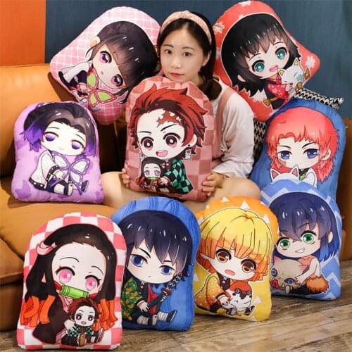 Anime Demon Slayer Kimetsu no Yaiba Pillow Doll Women Men Kawaii Cartoon Kochou Shinobu Cosplay Plush Accessories