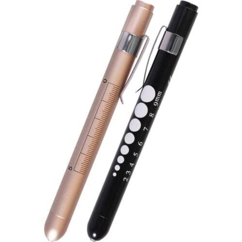 Aokin Pen Light with Pupil Gauge, Reusable LED Penlight Medical for Doctor Nurse Diagnostic etc, White Light, Gold and Black
