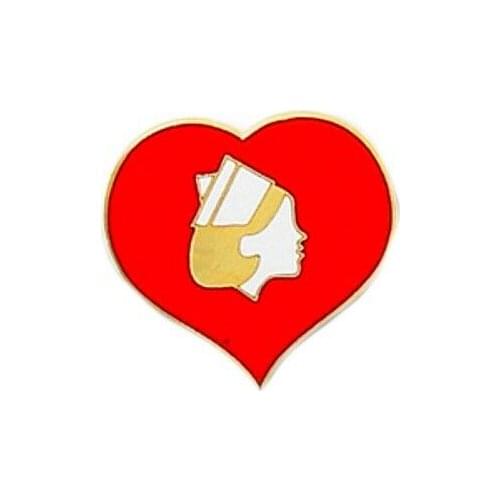 Custom Red Heart White Nurse Head Gold Plate Hard Enamel Brooch Jewelry Can be Customized with Your Logo