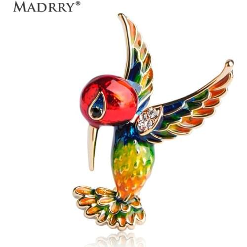 Madrry Lovely Bird Shape Brooches Colorful Enamel Animal Jewelry Brooch Women Kids Suit Dress Scarf Pins Daily Accessories Gifts