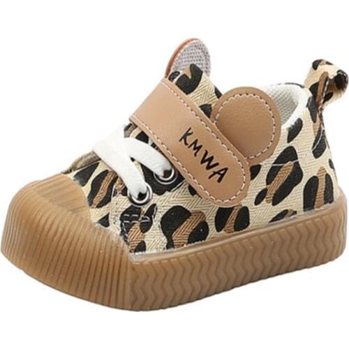 Spring Autumn Baby Boy Girl Shoes Fashion Leopard Canvas Sneakers Antiskid Soft Sole Infant Newborn Toddler Shoes First Walkers