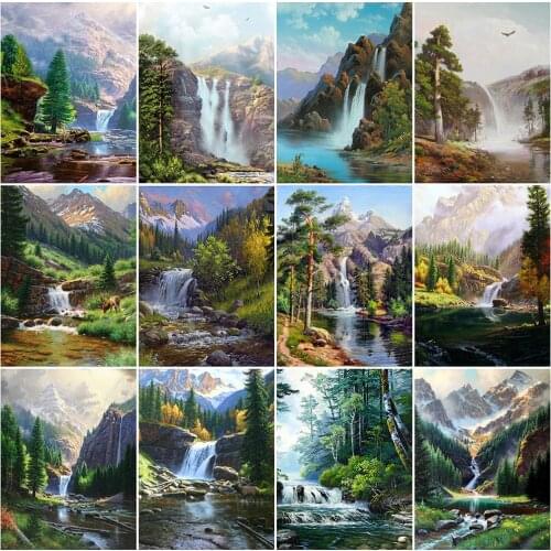 EverShine Diamond Embroidery Scenic Cross Stitch 5D Diamond Painting Waterfall Full Square Mosaic Rhinestones Handmade Gift