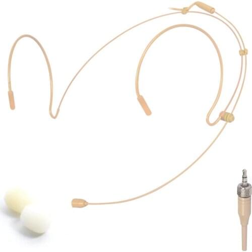 Double Earhook Headset Mic Headworn Microphone Comfortable To Wear For Sennheiser Wireless Beige Microfoon