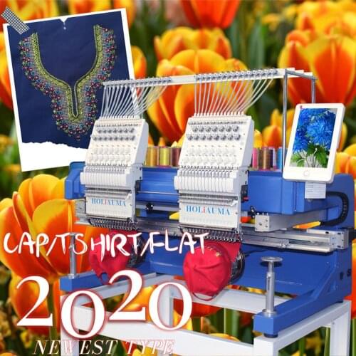 China 10 years service ! Tajima type 2 head computer embroidery machine multi function cap-shirt gamrment embroidery machine