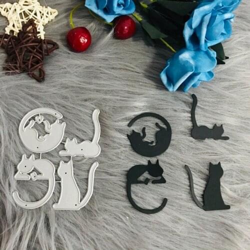 4pcs set animalcute Cat Metal Cutting Dies DIY Scrapbooking Die Album Embossing Paper Cards Decorative Crafts Die Cuts