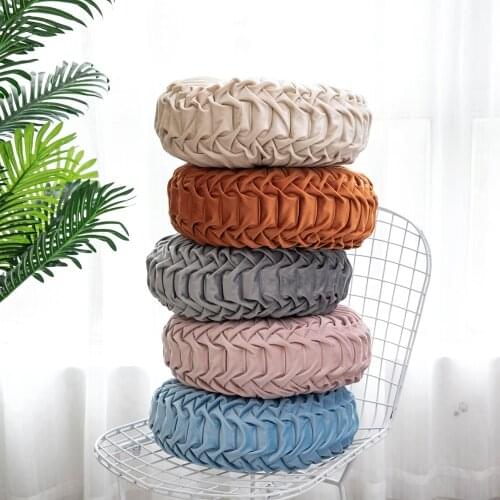 European-style Round Solid Red Gray Blue Pink Beige Green Seat Cushion Flannel Cushion Sofa Cushion Bed Pillow Chair Cushion