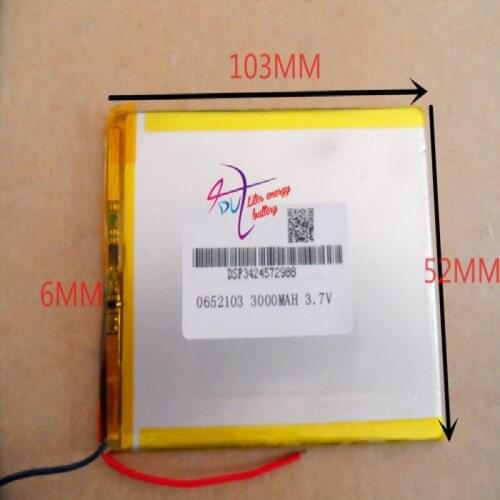 Best battery brand 3.7V tablet battery 6052103 0652103 3000MAH pocket battery game machine LED product eBook