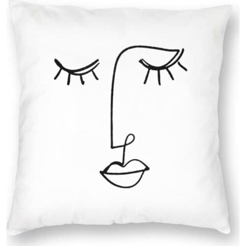 Soft One Line Face Art Throw Pillow Case Decoration Custom Square Pablo Picasso Cushion Cover 45x45 Pillowcover for Living Room