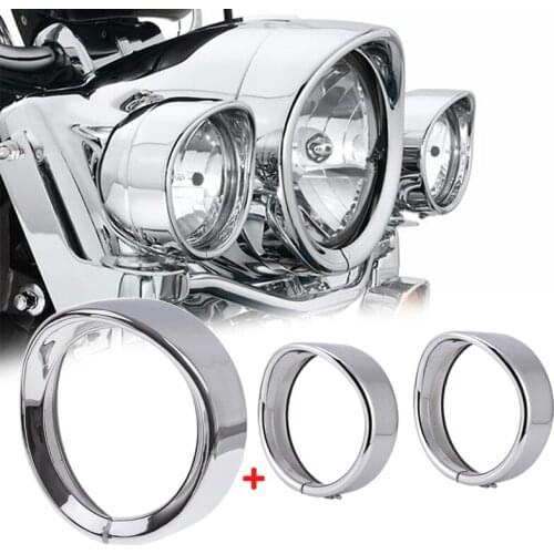 Headlamp Headlight Trim Ring 7inch for Motorcycle Touring Road King Glide Chrome and Black color option